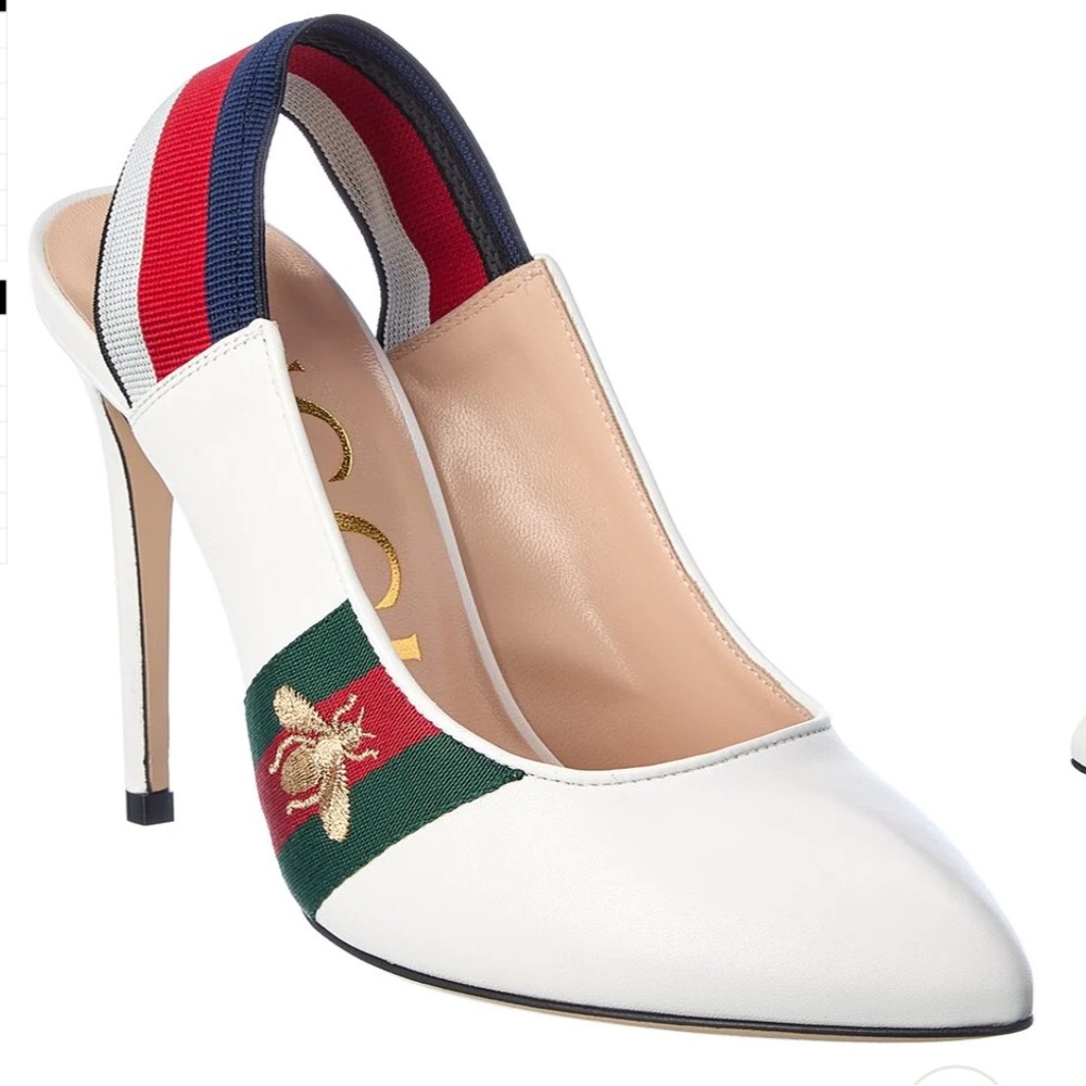 GUCCI SYLVIE WEB 105 LEATHER SLINGBACK PUMP SIZE 36